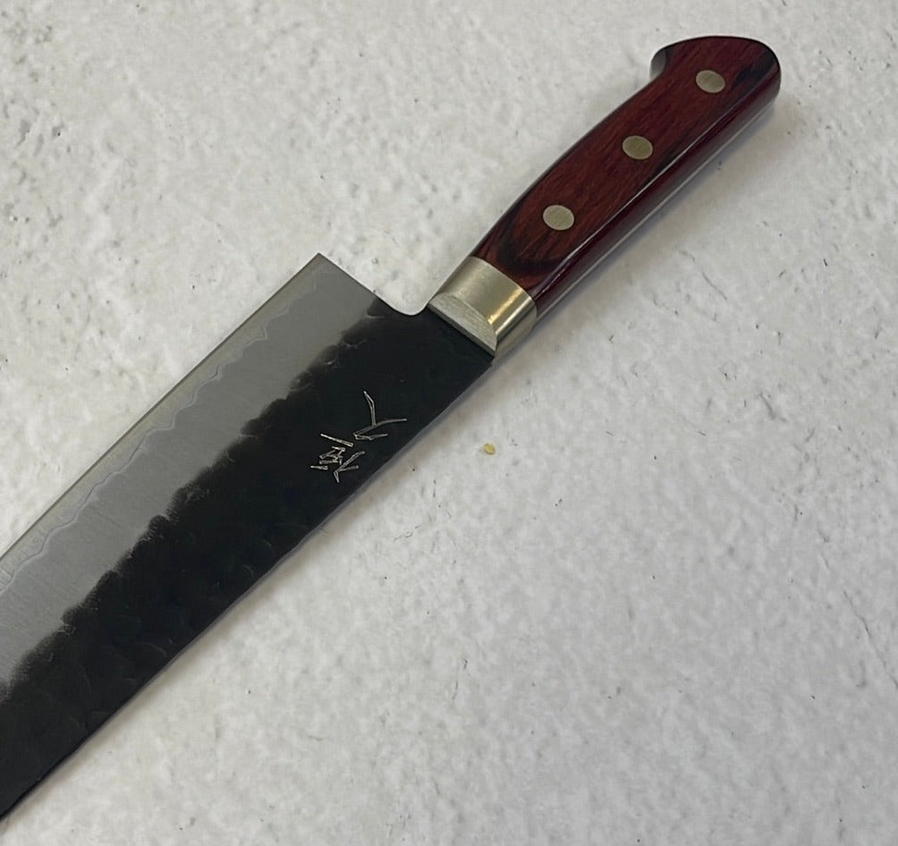 Tsunehisa Aogami Super Kuro Tsutime Santoku Knife 180mm - Made in Japan 🇯🇵 Red Pakka Wood Handle