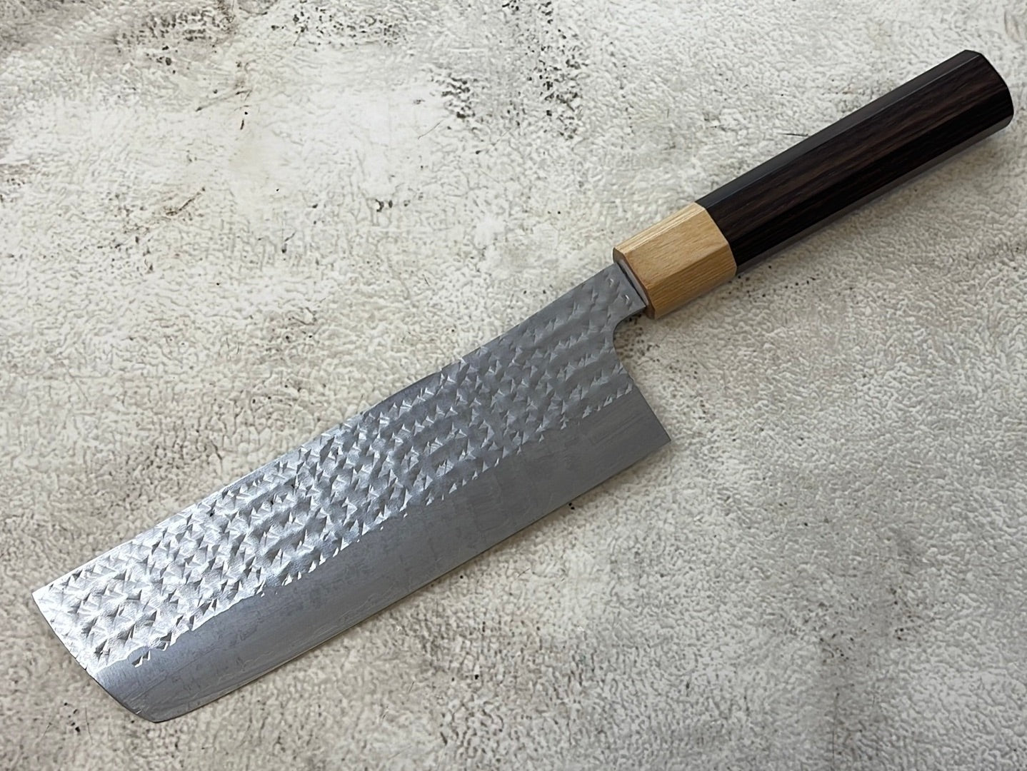 Yu Kurosaki R2(SG2) Hammered SENKO-EI WA RS8H Japanese Nakiri 165mm with Brown-Ring Octagonal Handle