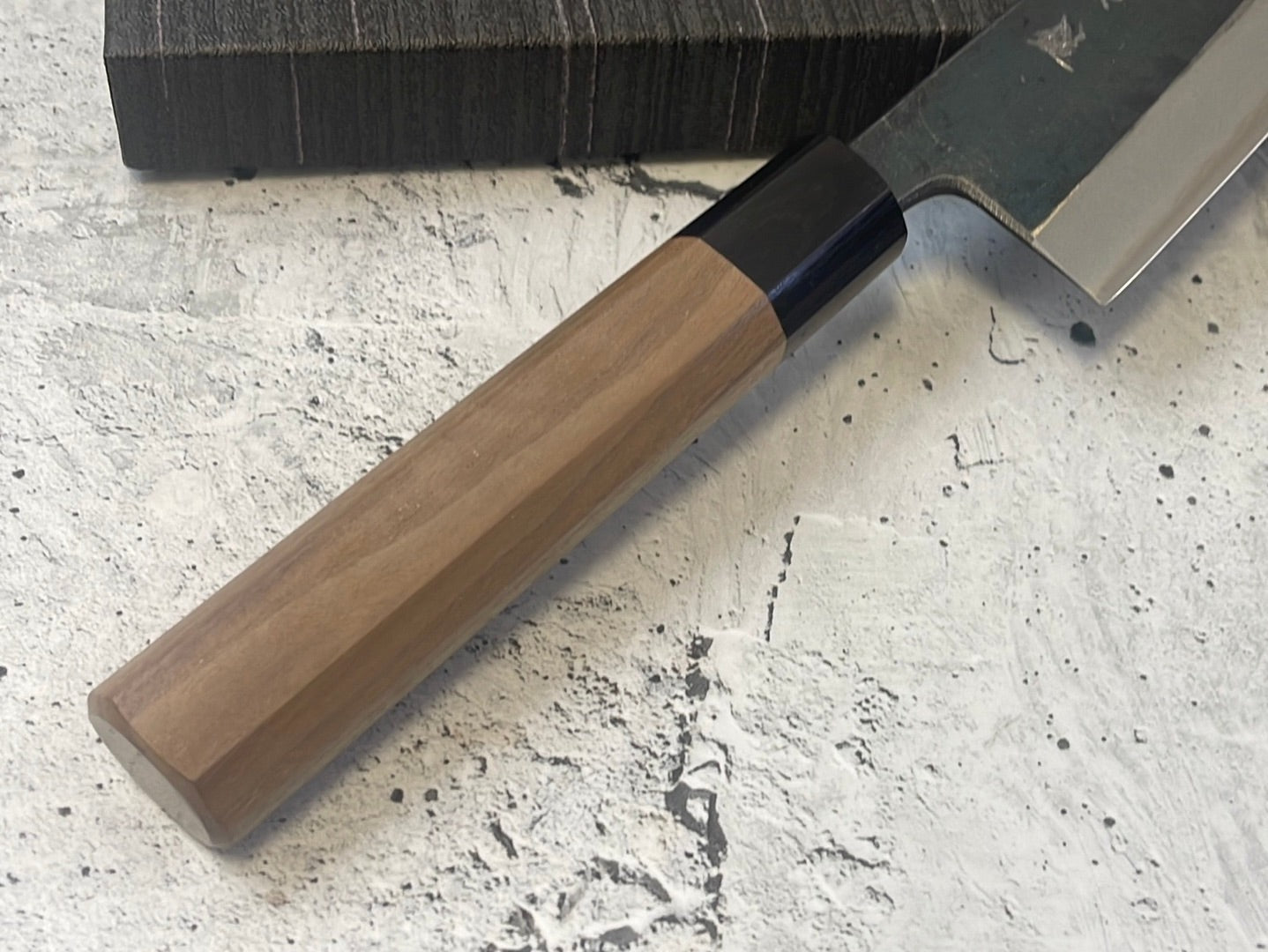 Yoshimune Santoku Kurouchi 180 mm (7.1 in) Aogami (Blue) #2 Double-Bevel