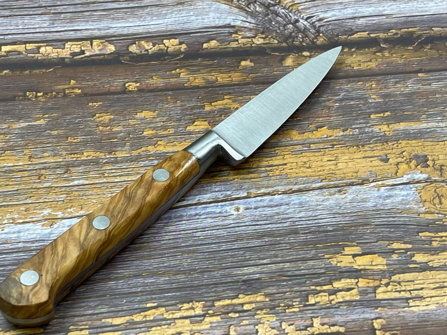 K Sabatier Paring Knife 80mm - HIGH CARBON STEEL - OLIVE WOOD HANDLE