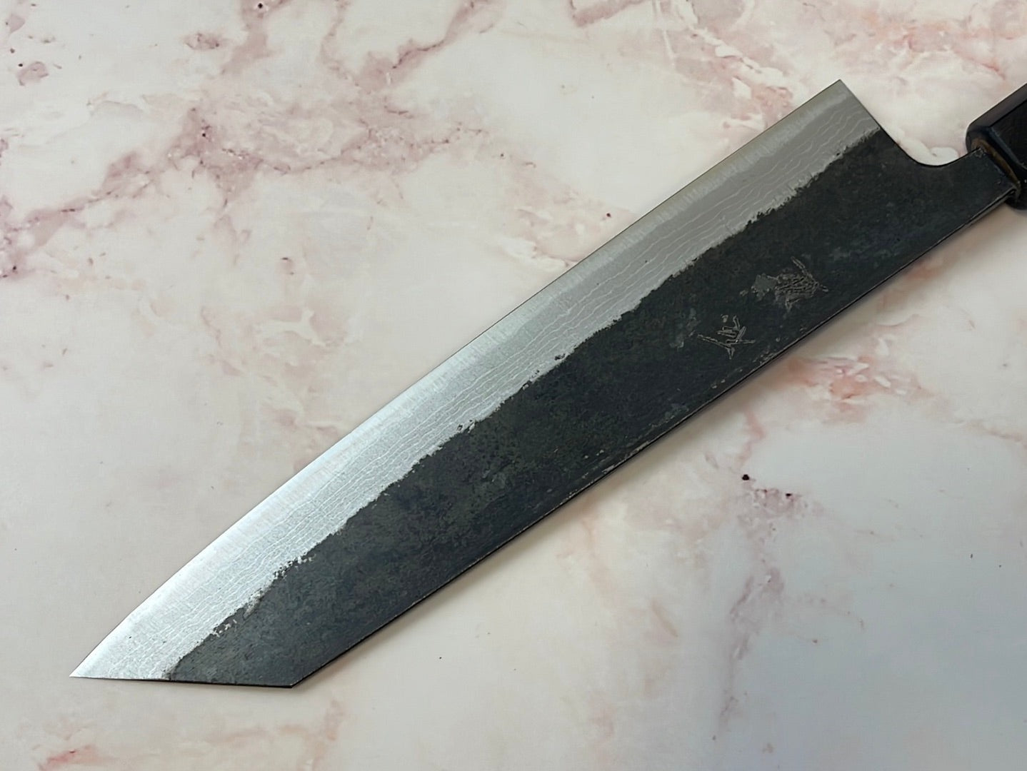 Yoshimune Kiritsuke Kurouchi 210 mm (8.2 in) Aogami (Blue) #2 Damascus (17 layers) Double-Bevel
