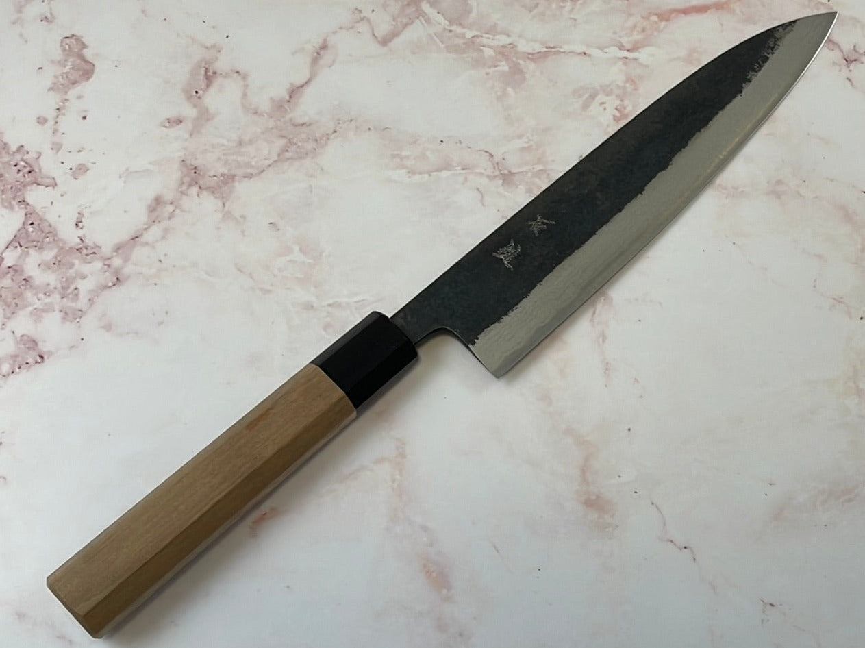 Yoshimune Gyuto Kurouchi 210 mm (8.3 in) Aogami (Blue) #2 Damascus (17 layers) Double-Bevel
