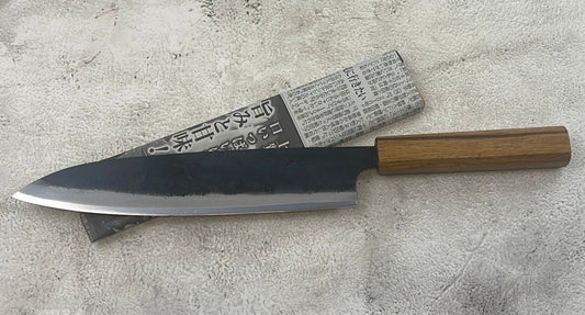 Tsukasa Shiro Kuro 210mm Gyuto- Shirogami Steel - Oak Octagnon Handle