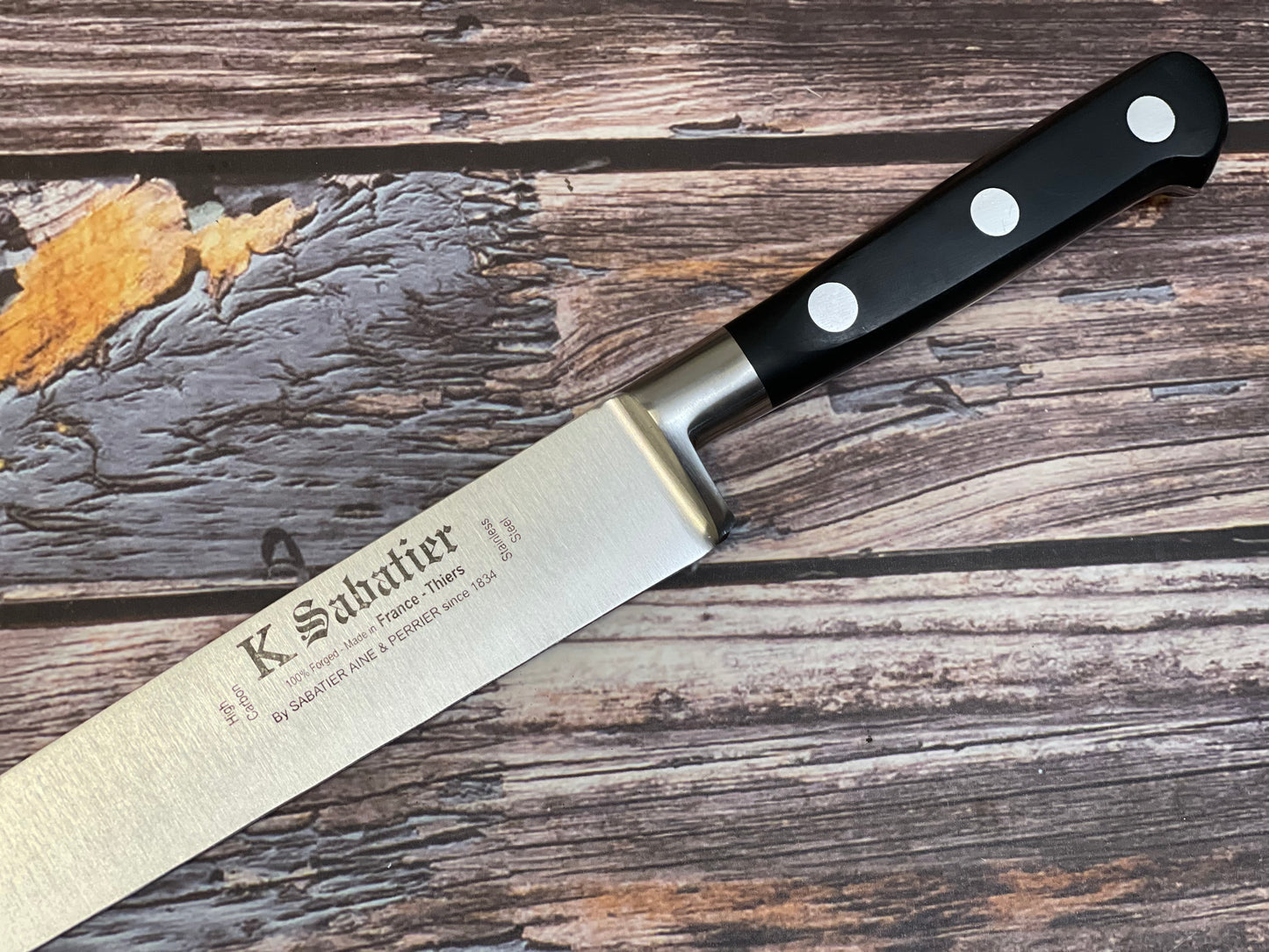 K Sabatier Authentique Slicing Knife 250mm - HIGH CARBON STEEL Made In France