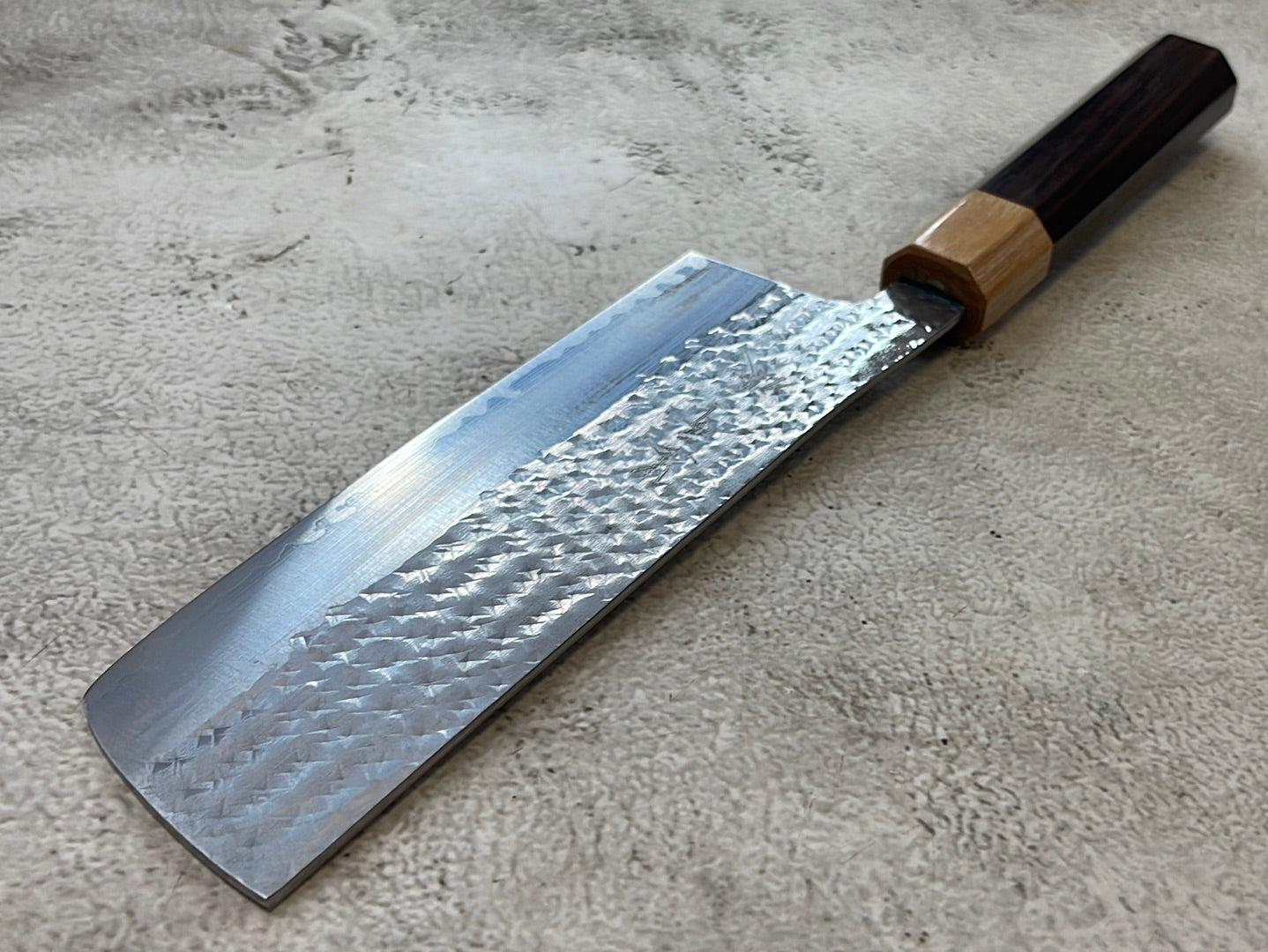 Yu Kurosaki R2(SG2) Hammered SENKO-EI WA RS8H Japanese Nakiri 165mm with Brown-Ring Octagonal Handle