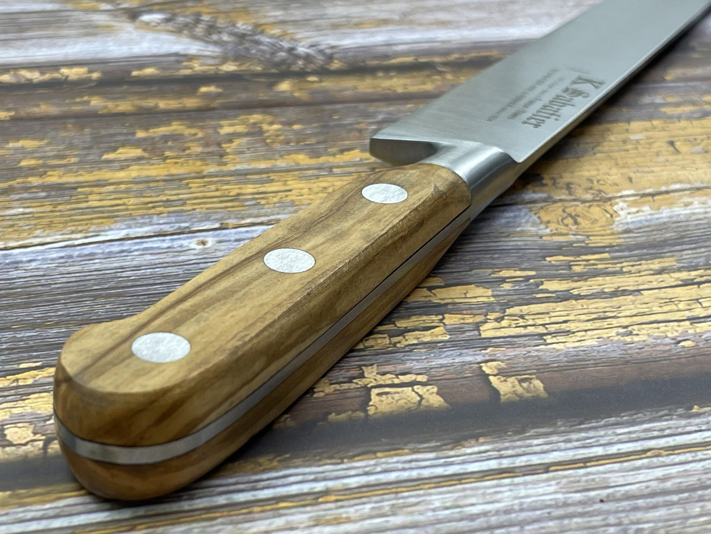 K Sabatier Slicing Knife 250mm - HIGH CARBON STEEL - OLIVE WOOD HANDLE