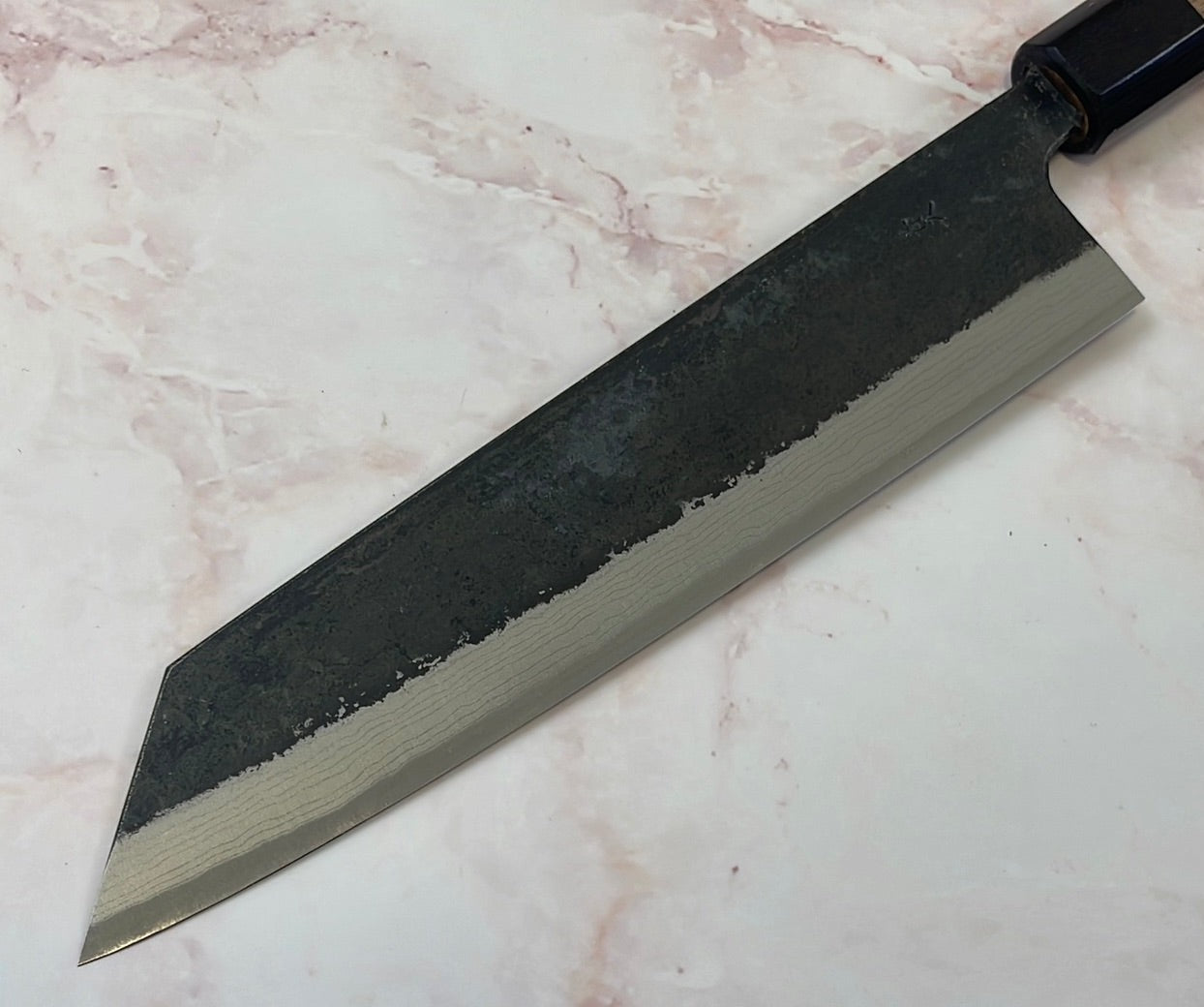 Yoshimune Kiritsuke Kurouchi 210 mm (8.2 in) Aogami (Blue) #2 Damascus (17 layers) Double-Bevel