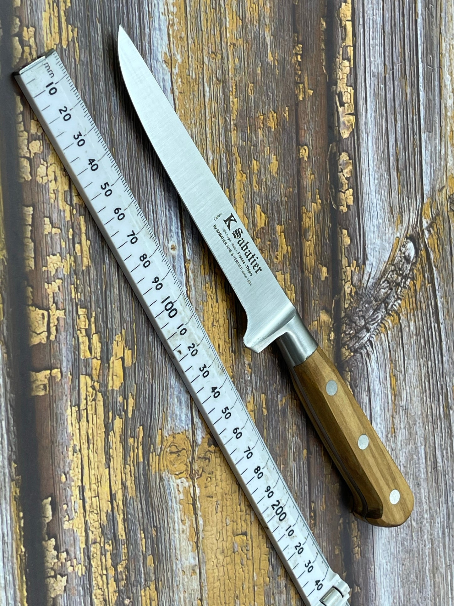 K Sabatier Boning Knife 130mm - CARBON STEEL - OLIVE WOOD HANDLE