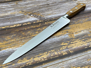 K Sabatier Slicing Knife 250mm - CARBON STEEL - OLIVE WOOD HANDLE