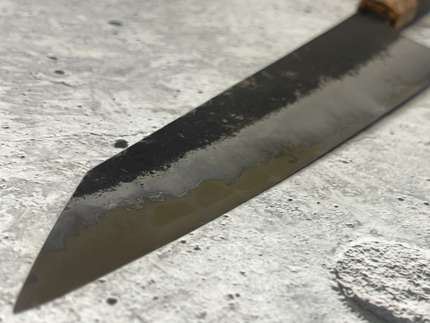 SanMai K-Tip Gyuto 230mm Kurouchi Kasumi, Amboyna Burl & Rosewood Handle