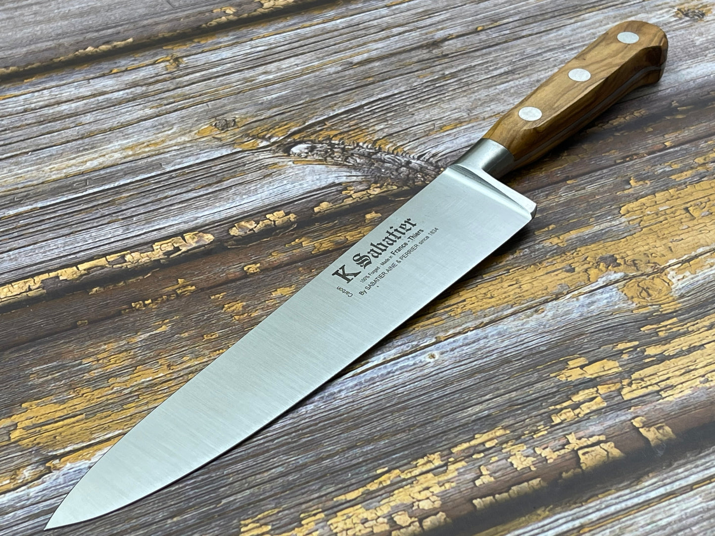 K Sabatier Chef Knife 200mm - CARBON STEEL - OLIVE WOOD HANDLE