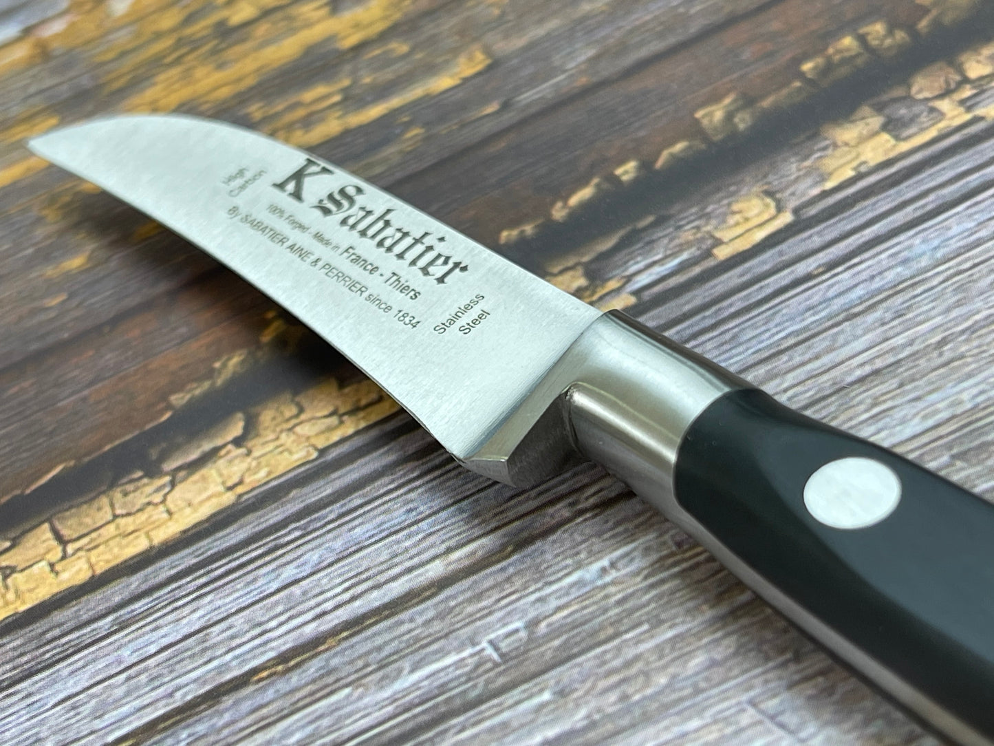 K Sabatier Authentique Curbed Paring Knife 8cm - High Carbon Steel