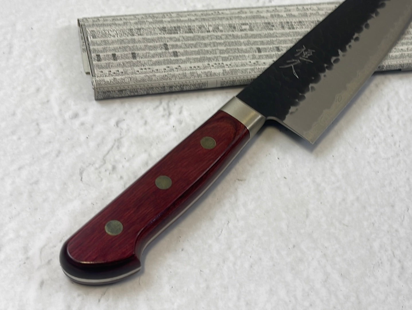 Tsunehisa Aogami Super Kuro Tsutime Gyuto Knife 210mm  Red Pakka Wood Handle - Made in Japan 🇯🇵
