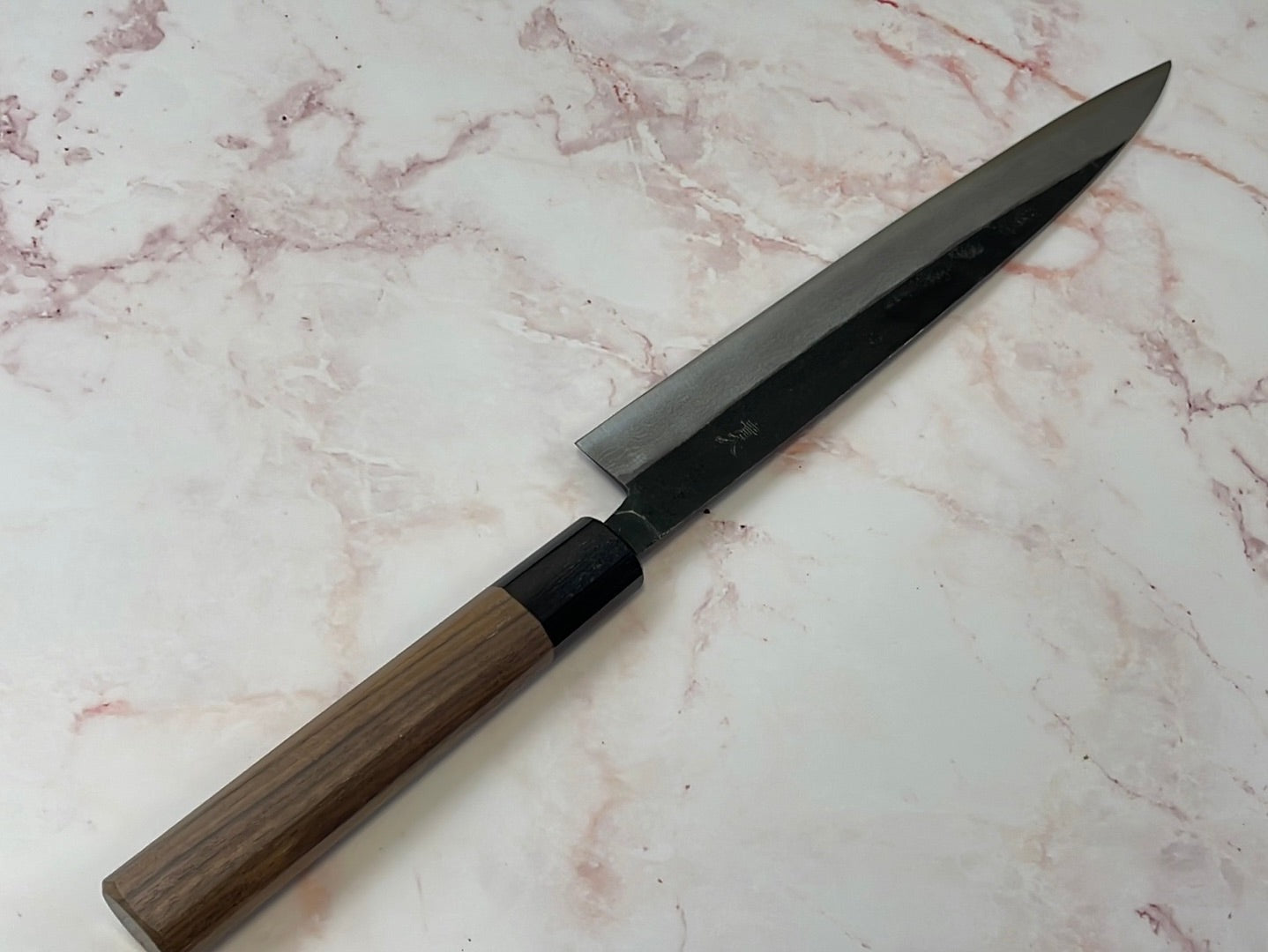 Yoshimune Sujihiki Kurouchi 240mm(9.4 in) Aogami (Blue) No.2 Damascus (17layers) Double-Bevel