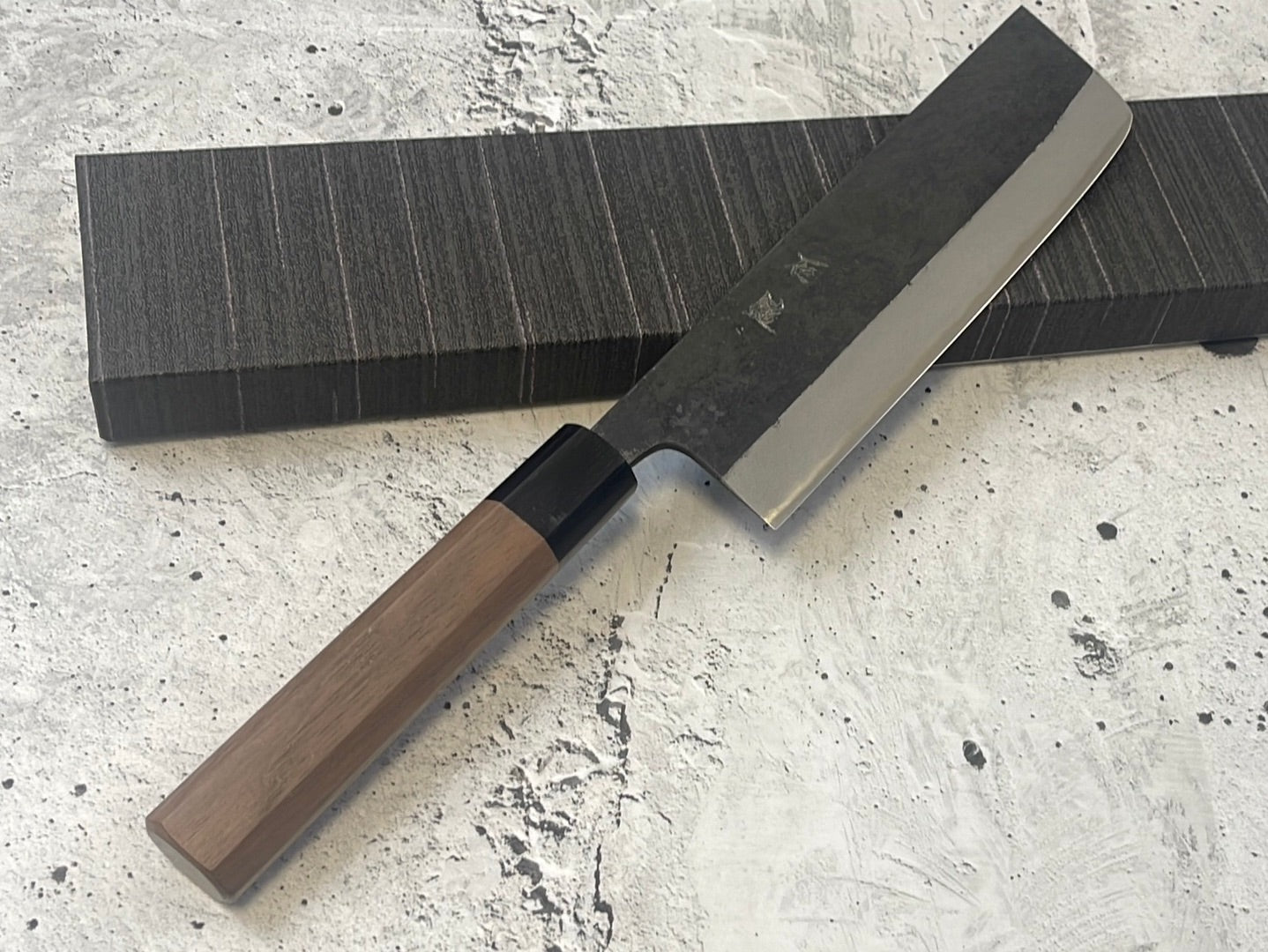 Yoshimune Nakiri Kurouchi 180 mm (7.1 in) Aogami (Blue) #2 Double-Bevel