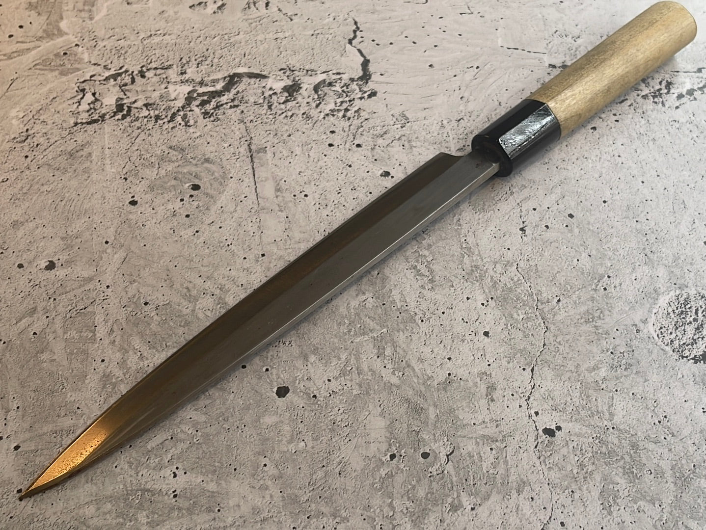 Vintage Japanese Yanagiba Knife 220mm Made in Japan 🇯🇵 Carbon Steel 582