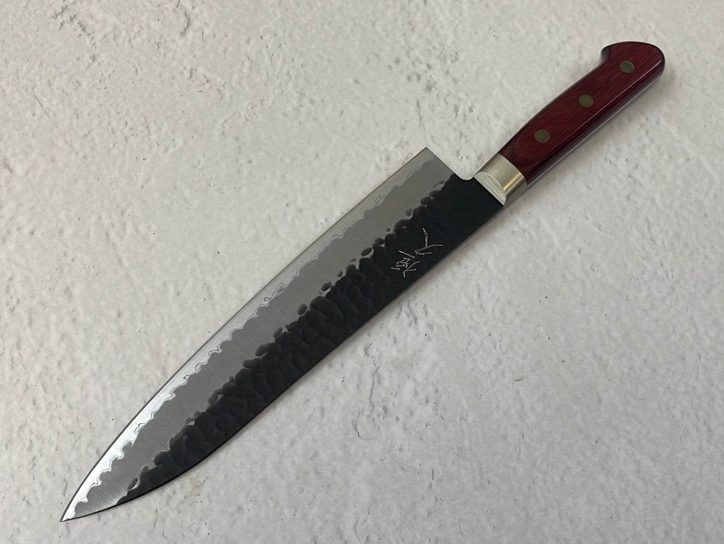 Tsunehisa Aogami Super Kuro Tsutime Gyuto Knife 210mm  Red Pakka Wood Handle - Made in Japan 🇯🇵