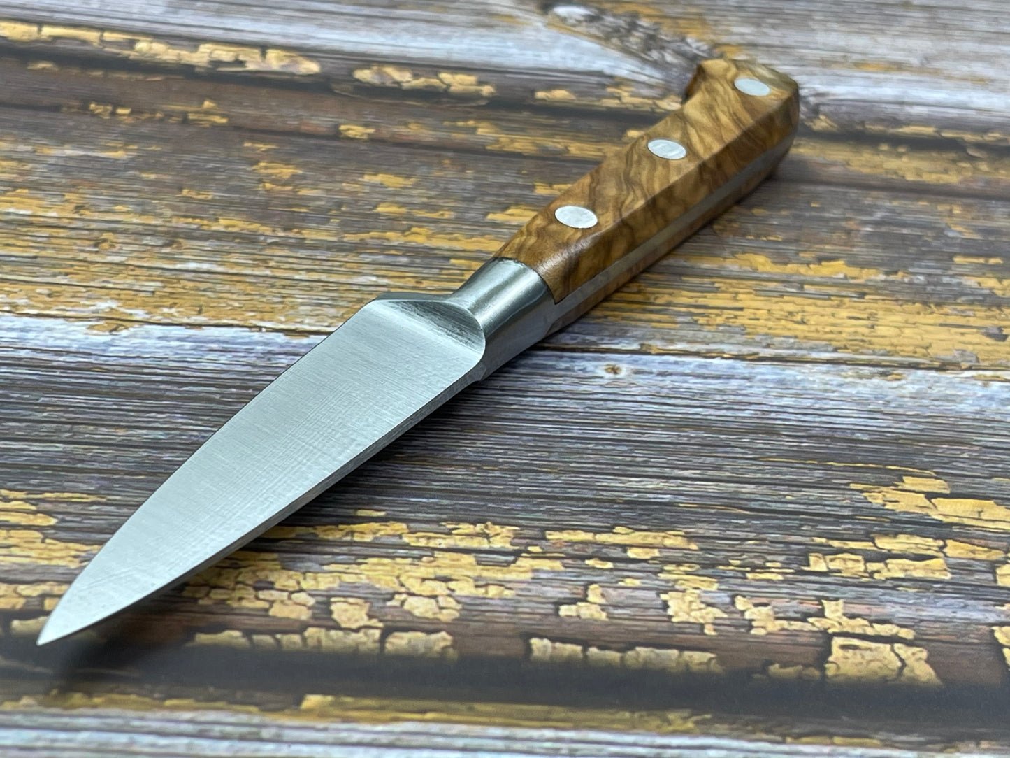 K Sabatier Paring Knife 80mm - CARBON STEEL - OLIVE WOOD HANDLE