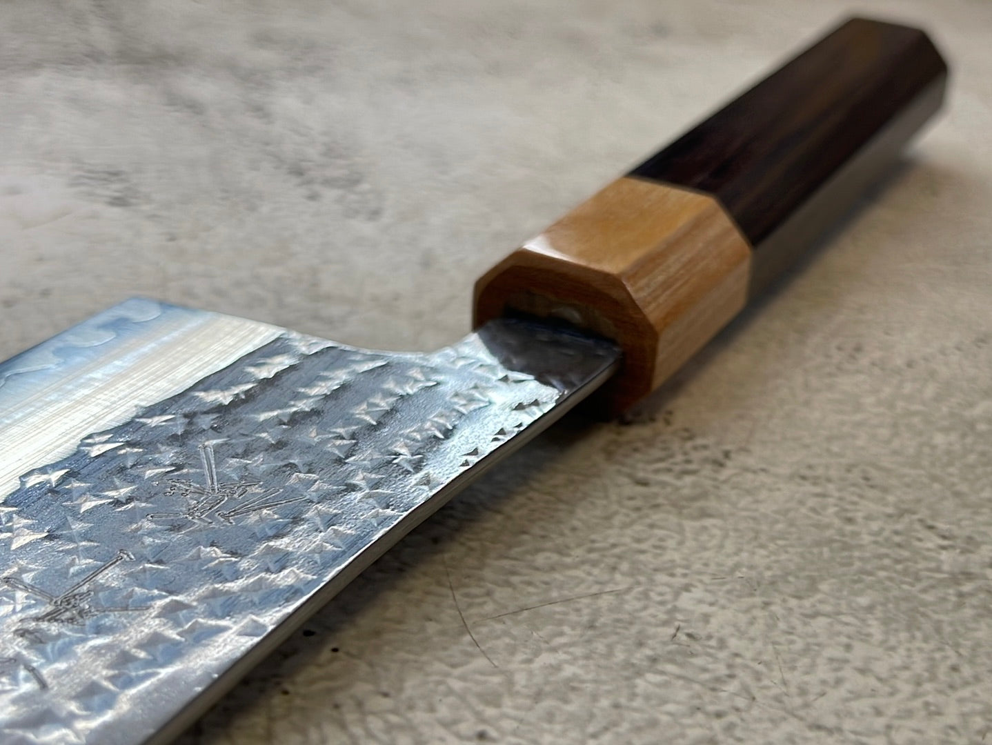 Yu Kurosaki R2(SG2) Hammered SENKO-EI WA RS8H Japanese Nakiri 165mm with Brown-Ring Octagonal Handle