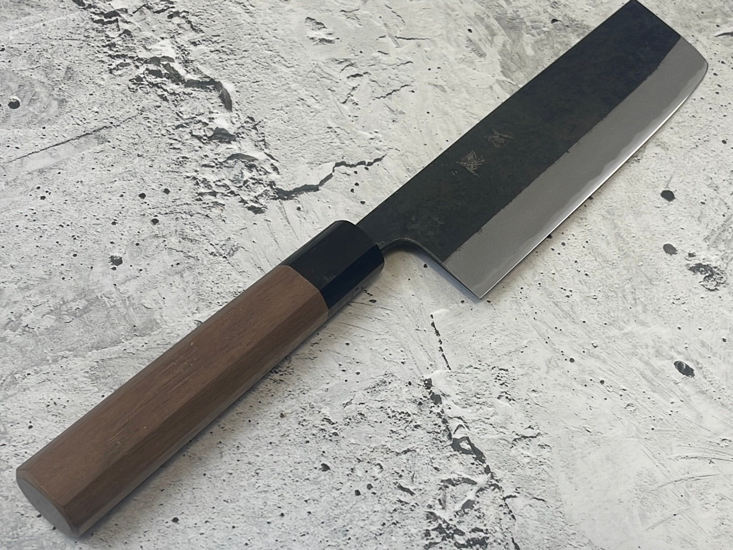Yoshimune Nakiri Kurouchi 180 mm (7.1 in) Aogami (Blue) #2 Double-Bevel