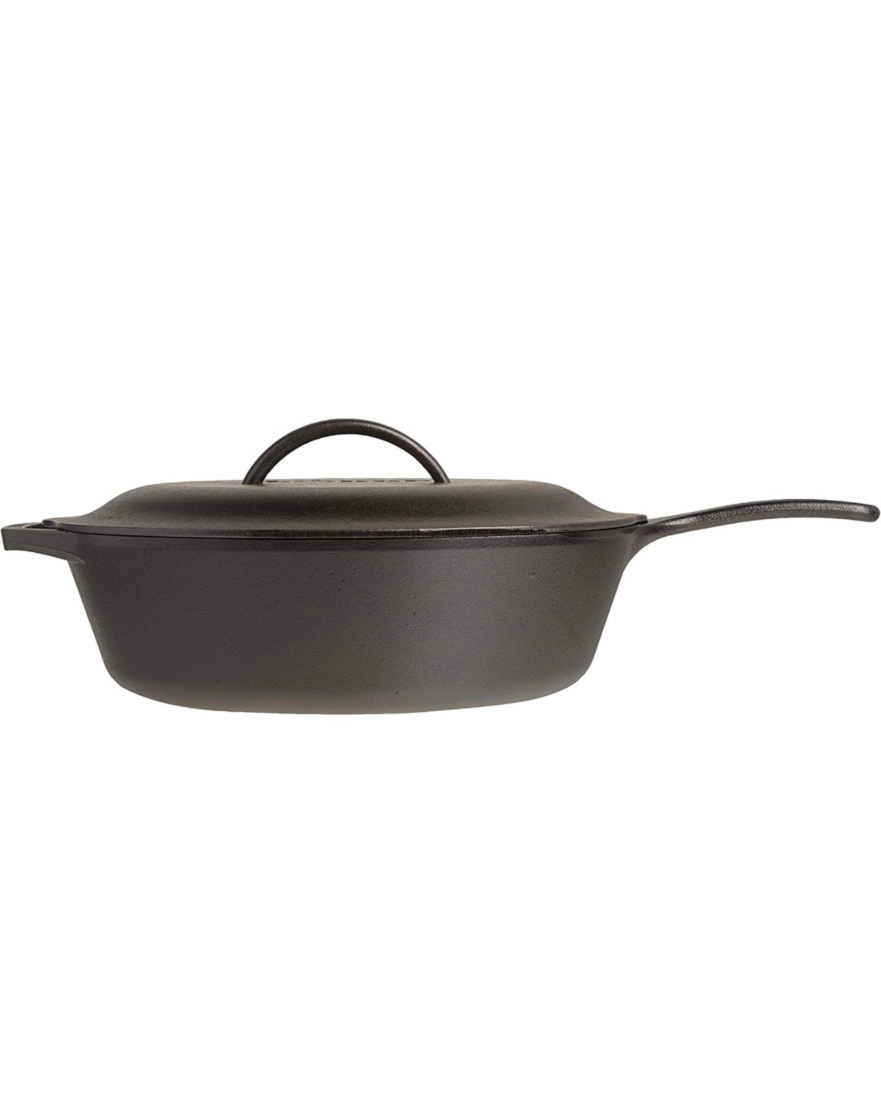 LODGE COOKWARE 3.2 Quart Cast Iron Covered Deep Skillet with Helper Handle