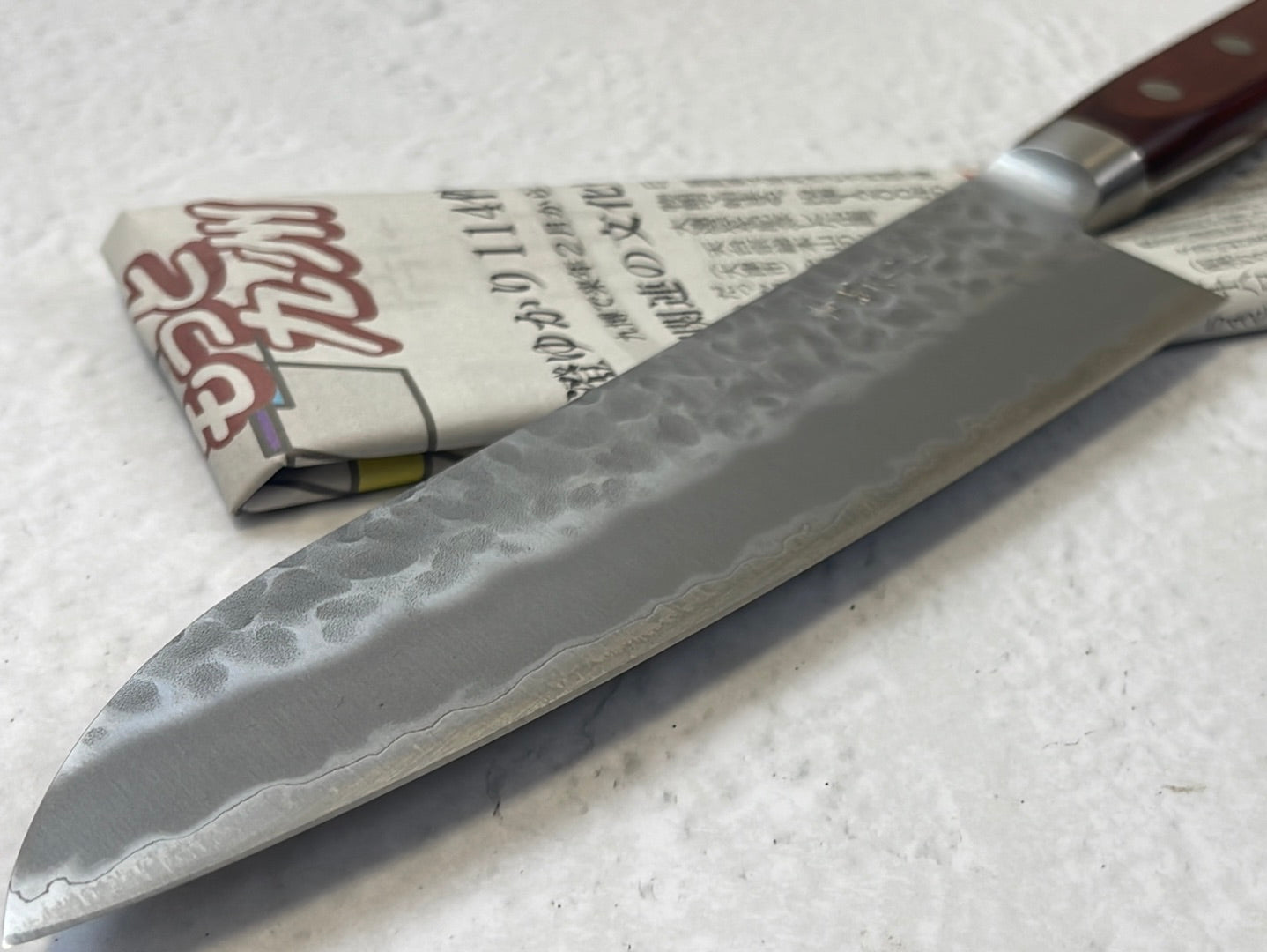 Tsunehisa Aokami Super Santoku 180mm Red Pakka Wood Handle - Made in Japan 🇯🇵