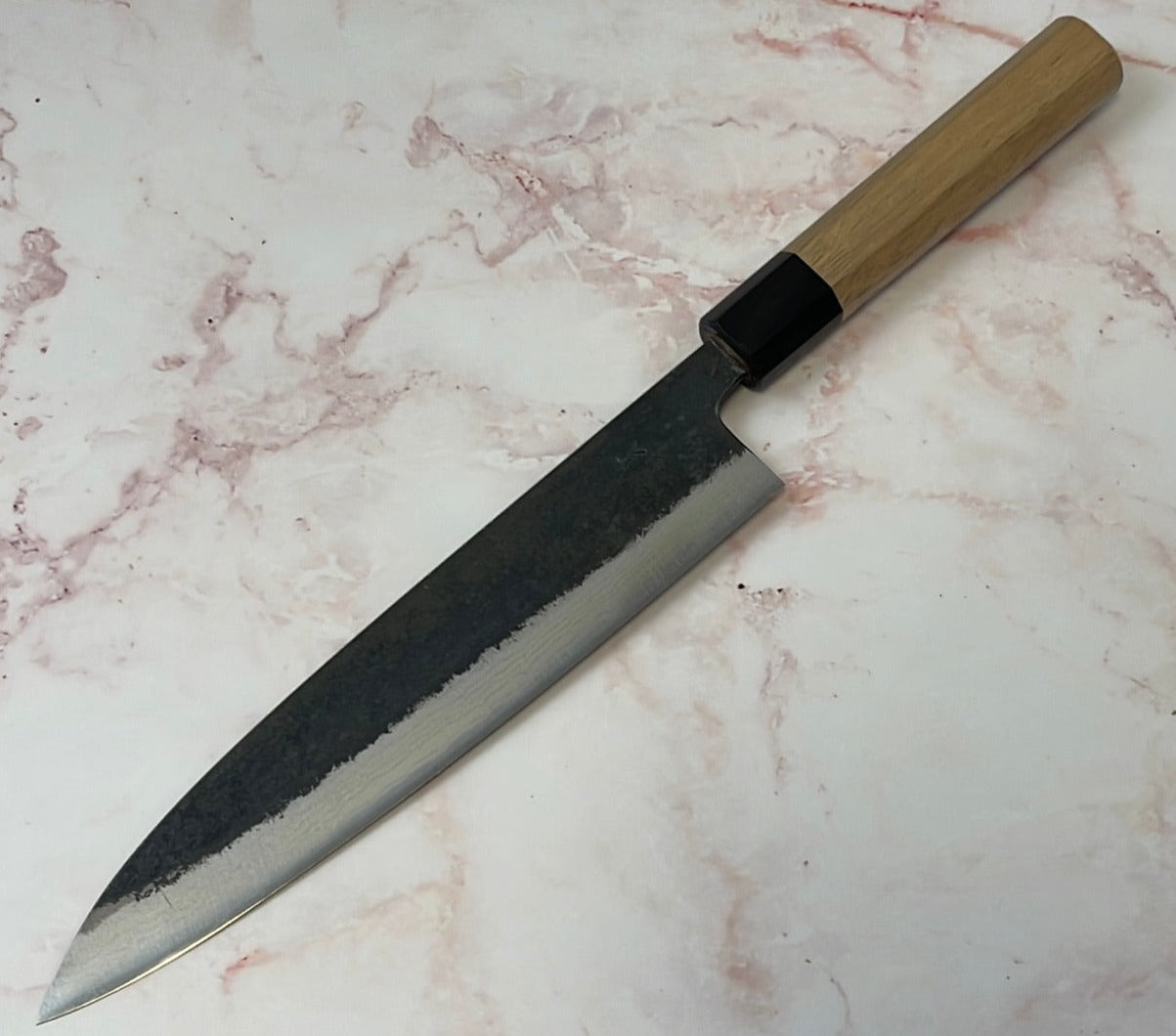 Yoshimune Gyuto Kurouchi 210 mm (8.3 in) Aogami (Blue) #2 Damascus (17 layers) Double-Bevel