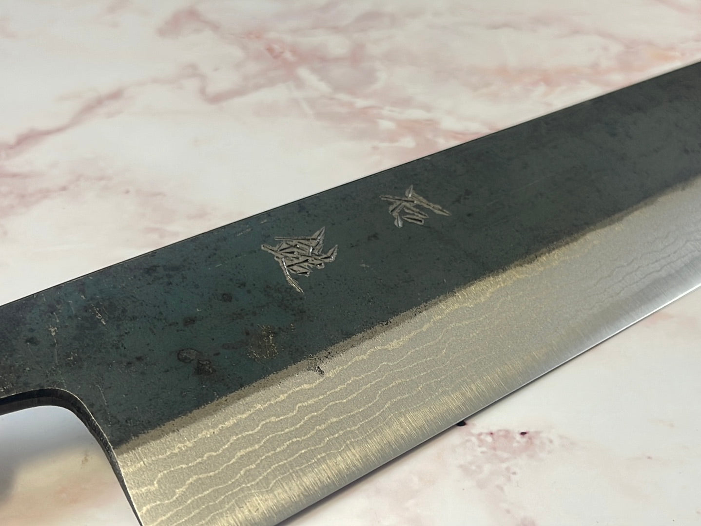 Yoshimune Gyuto Kurouchi 240 mm (9.4 in) Aogami (Blue) #2 Damascus (17 layers) Double-Bevel