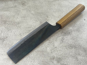 Tsukasa Shiro Kuro 150mm Nakiri - Shirogami Steel - Oak Octagnon Handle