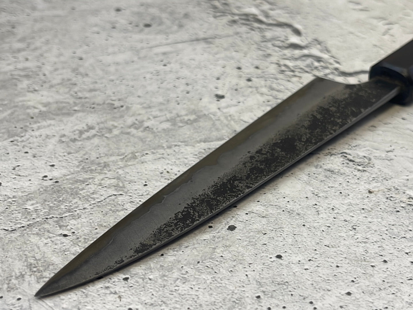 SanMai Petty 150mm Kurouchi Etched, Amboyna Burl & Rosewood Handle