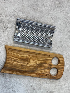 Cheese and Parmesan grater with an olive wood box, handmade