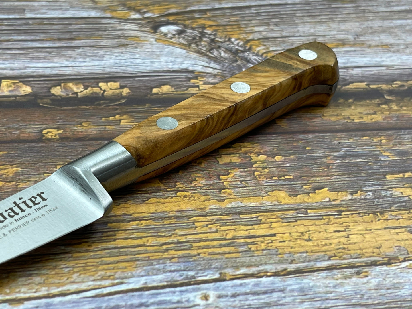 K Sabatier Paring Knife 80mm - HIGH CARBON STEEL - OLIVE WOOD HANDLE