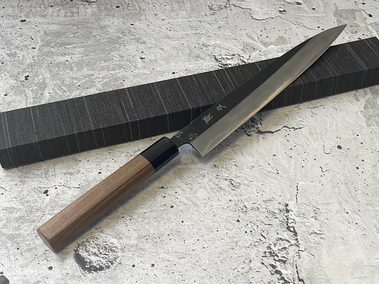 Yoshimune Sujihiki Kurouchi 240 mm (9.4 in) Aogami (Blue) #2 Double-Bevel