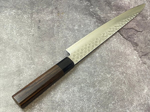 Yoshimune Sujihiki Damascus Hammered Finish Knife 240mm (9.4in) Stainless Clad AUS10