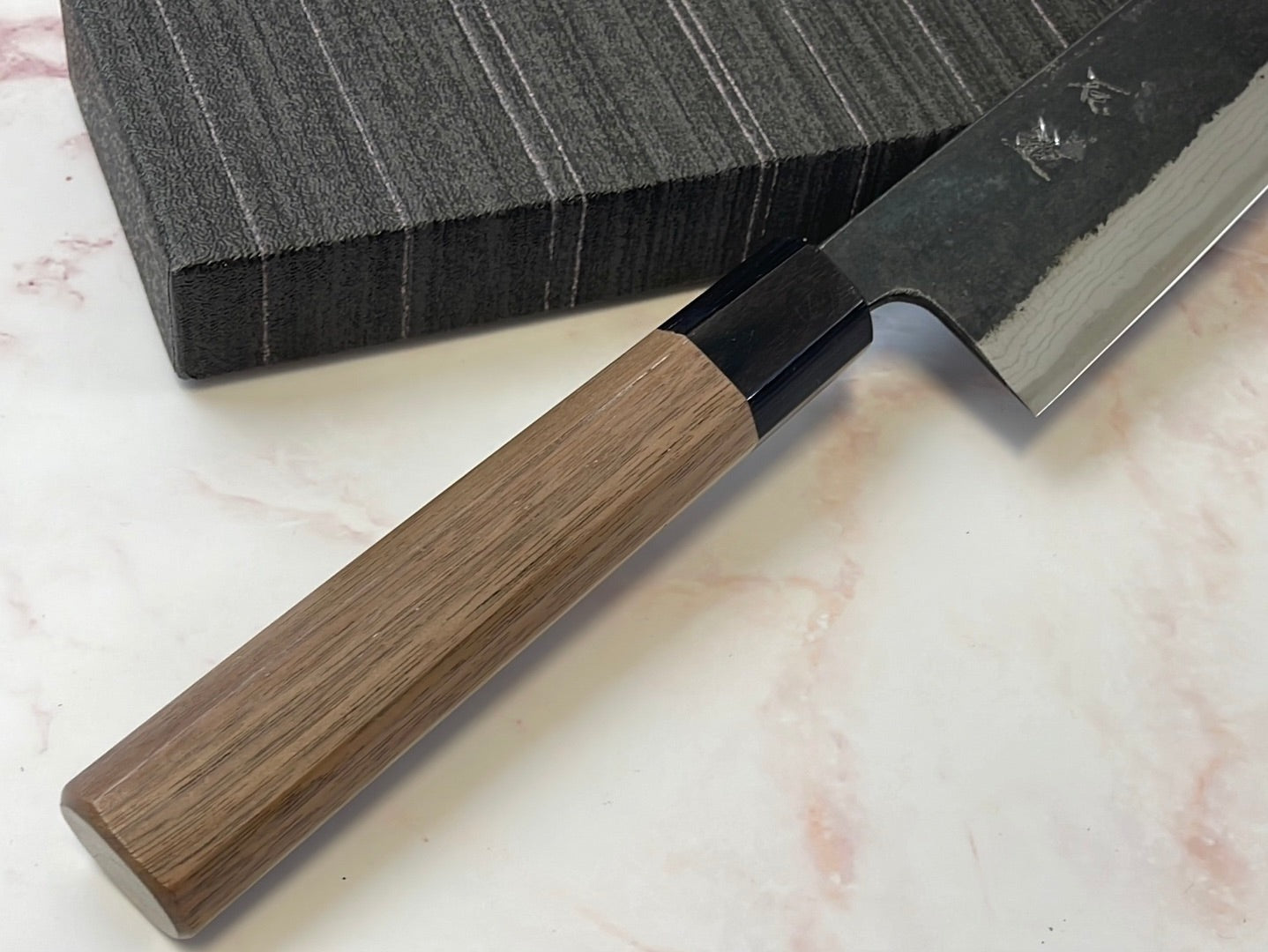 Yoshimune Kiritsuke Kurouchi 210 mm (8.2 in) Aogami (Blue) #2 Damascus (17 layers) Double-Bevel