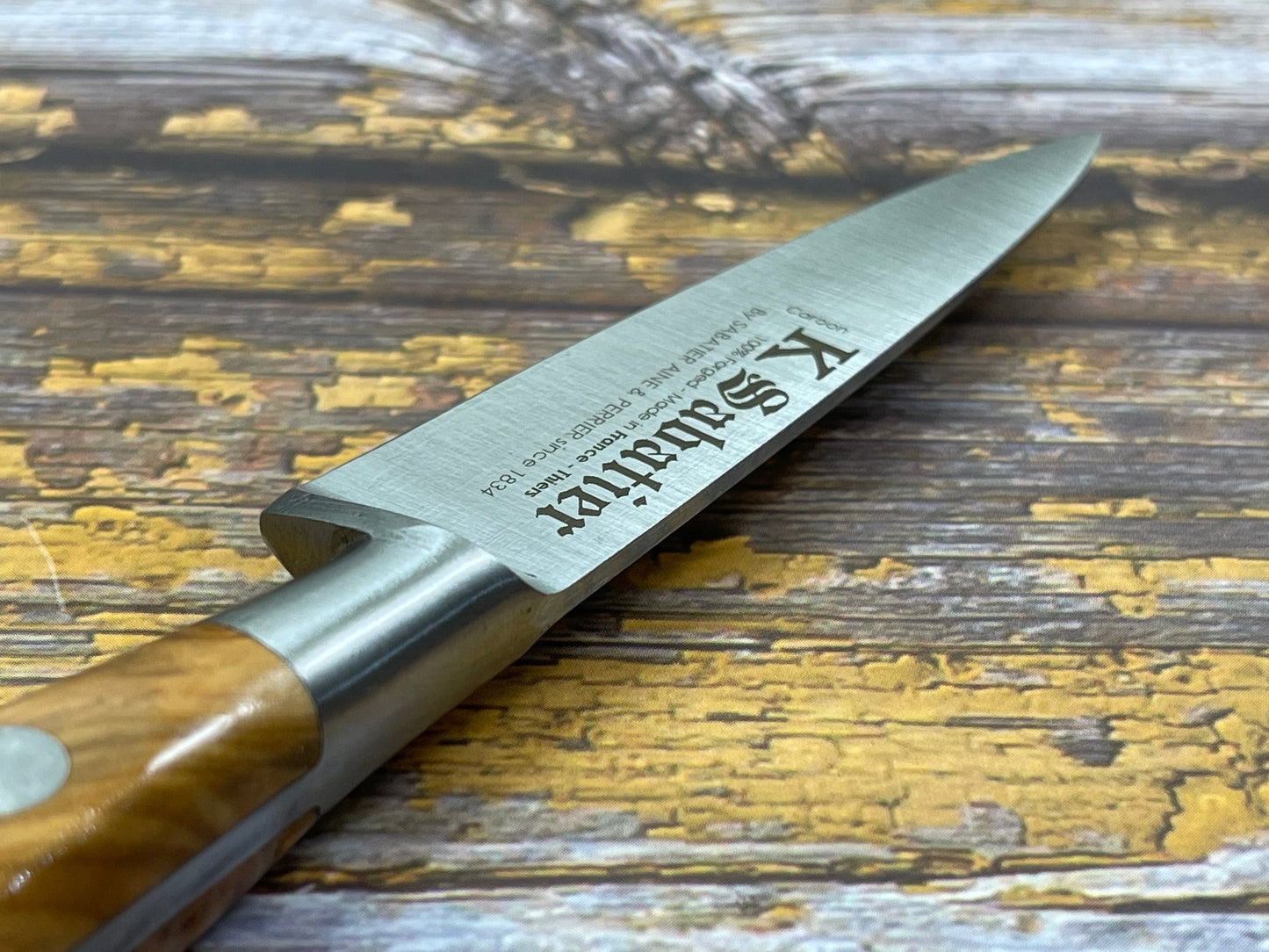 K Sabatier Paring Knife 80mm - HIGH CARBON STEEL - OLIVE WOOD HANDLE