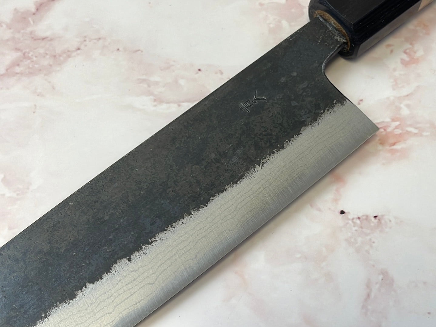 Yoshimune Gyuto Kurouchi 210 mm (8.3 in) Aogami (Blue) #2 Damascus (17 layers) Double-Bevel
