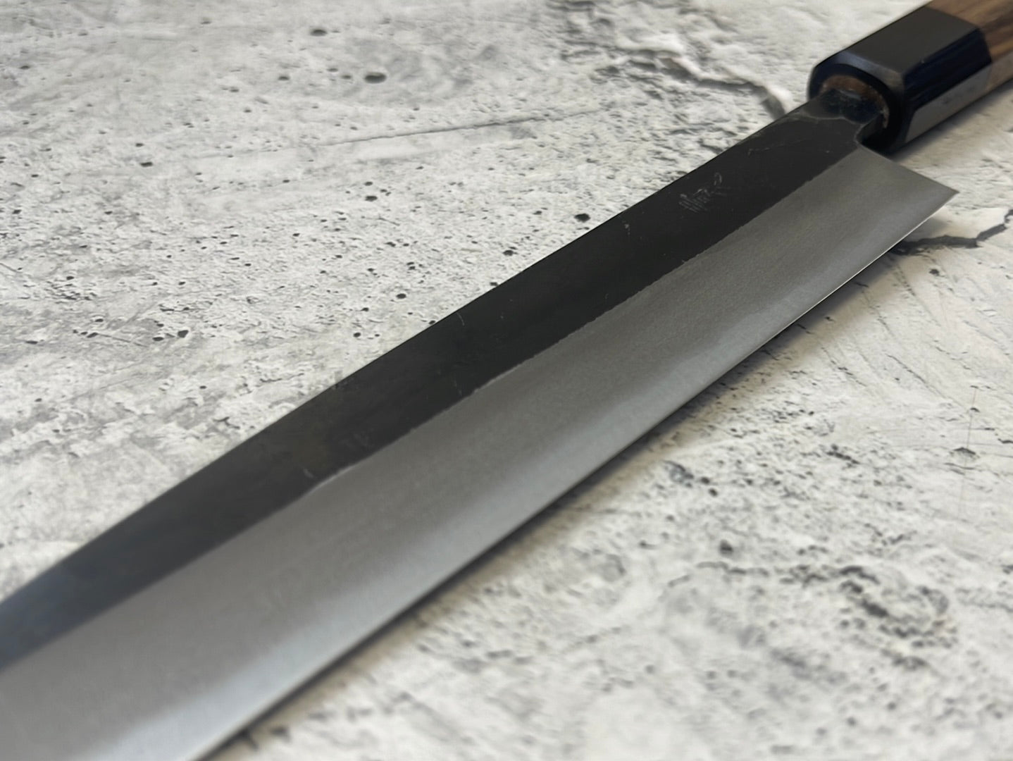 Yoshimune Sujihiki Kurouchi 210 mm (8.3 in) Aogami (Blue) #2 Double-Bevel